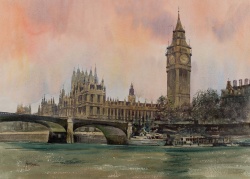 Matt Bruce (1915-2000) 'Big Ben & Houses of Parliament'